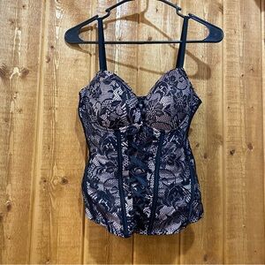 Y2K Charlotte Russe Corset Bustier M Black Lace Whimsigoth Dark Romantic Fairy